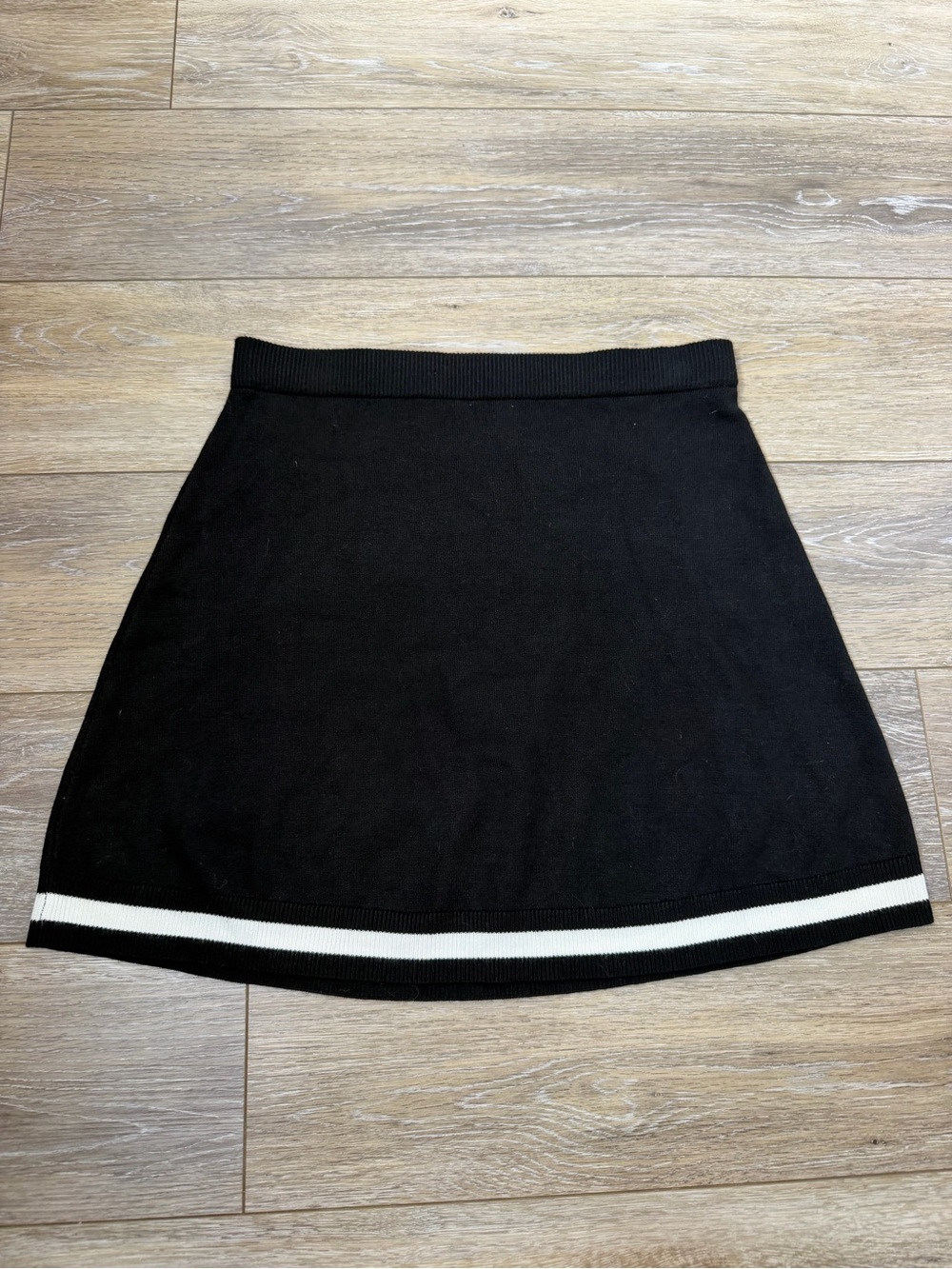 Sincerely Jules Black Mini Skirt with White Hem Stripe
